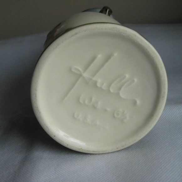 Vintage Hull Double Handle Woodland Green & Pink Vase 7" - Picture 10 of 10